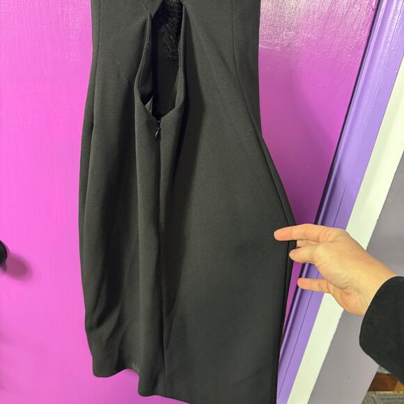 Solace London Edita Mini Dress Black US 2 Crisscross Back Deep V Minimalist - Picture 6 of 10